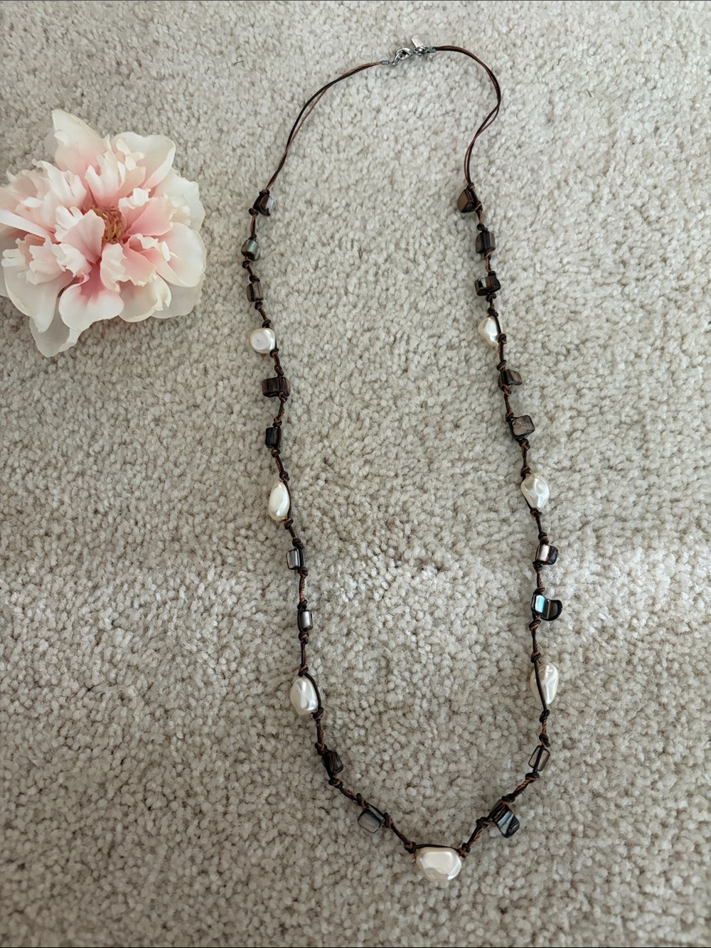 J Jill Handcrafted Beaded Necklace with White Pearl Accents